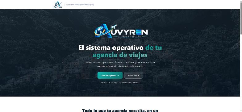 Captura de Auvyren, sistema para agencias de viaje