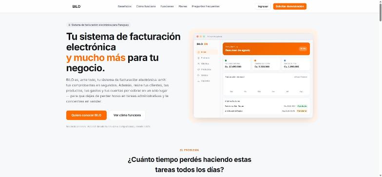 Captura de Bilo, sistema de facturación electrónica