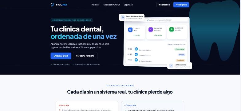Captura de Molvex, sistema para clínicas odontológicas