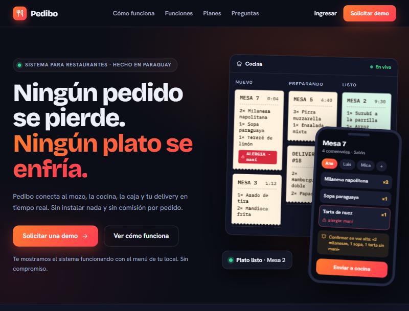 Captura de Pedibo, sistema de pedidos para restaurantes