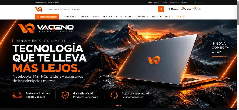 Captura de Vaqeno, tienda online de tecnología